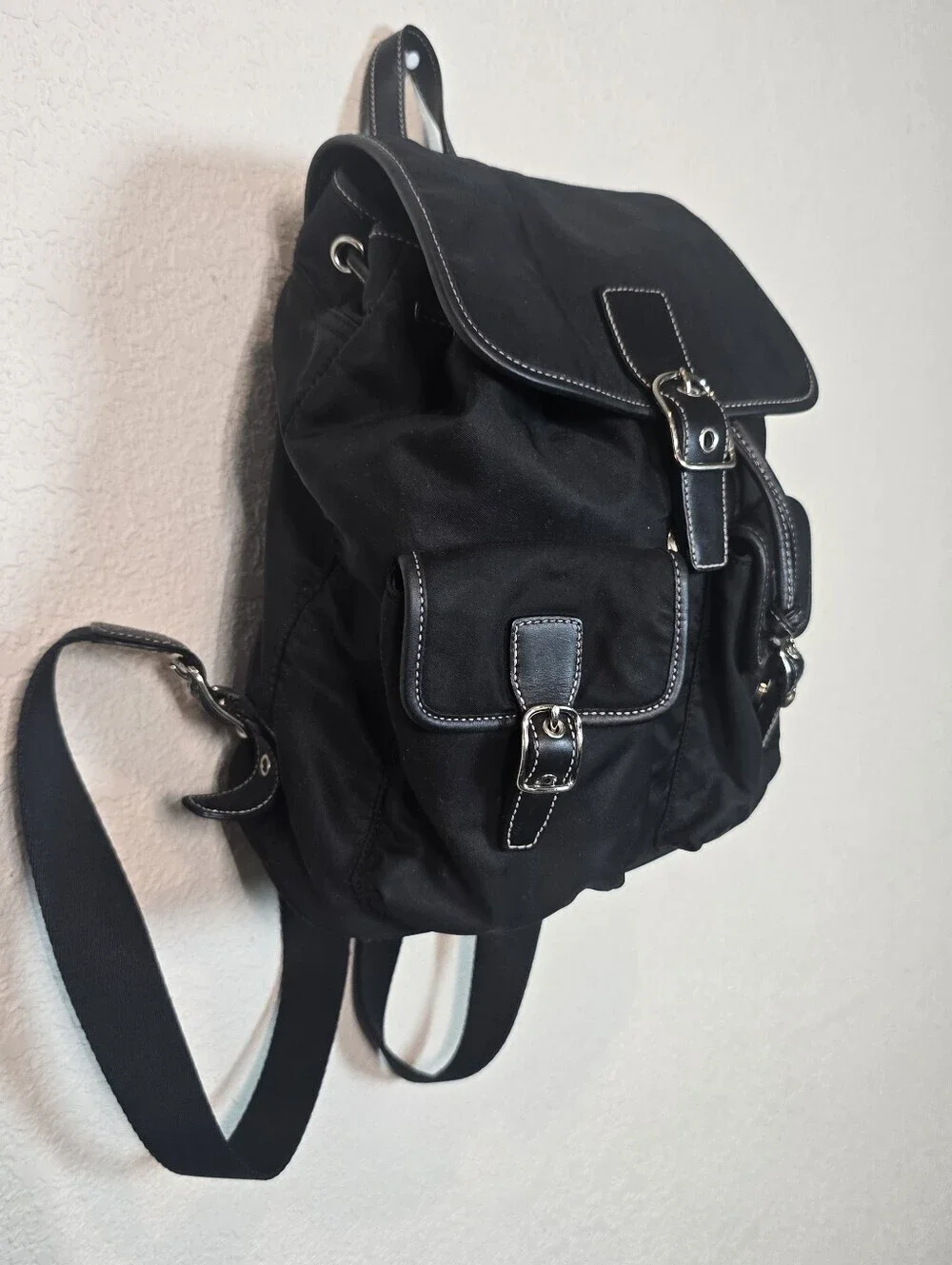 Vintage COACH Black Nylon Leather Trim Backpack Bag 4290